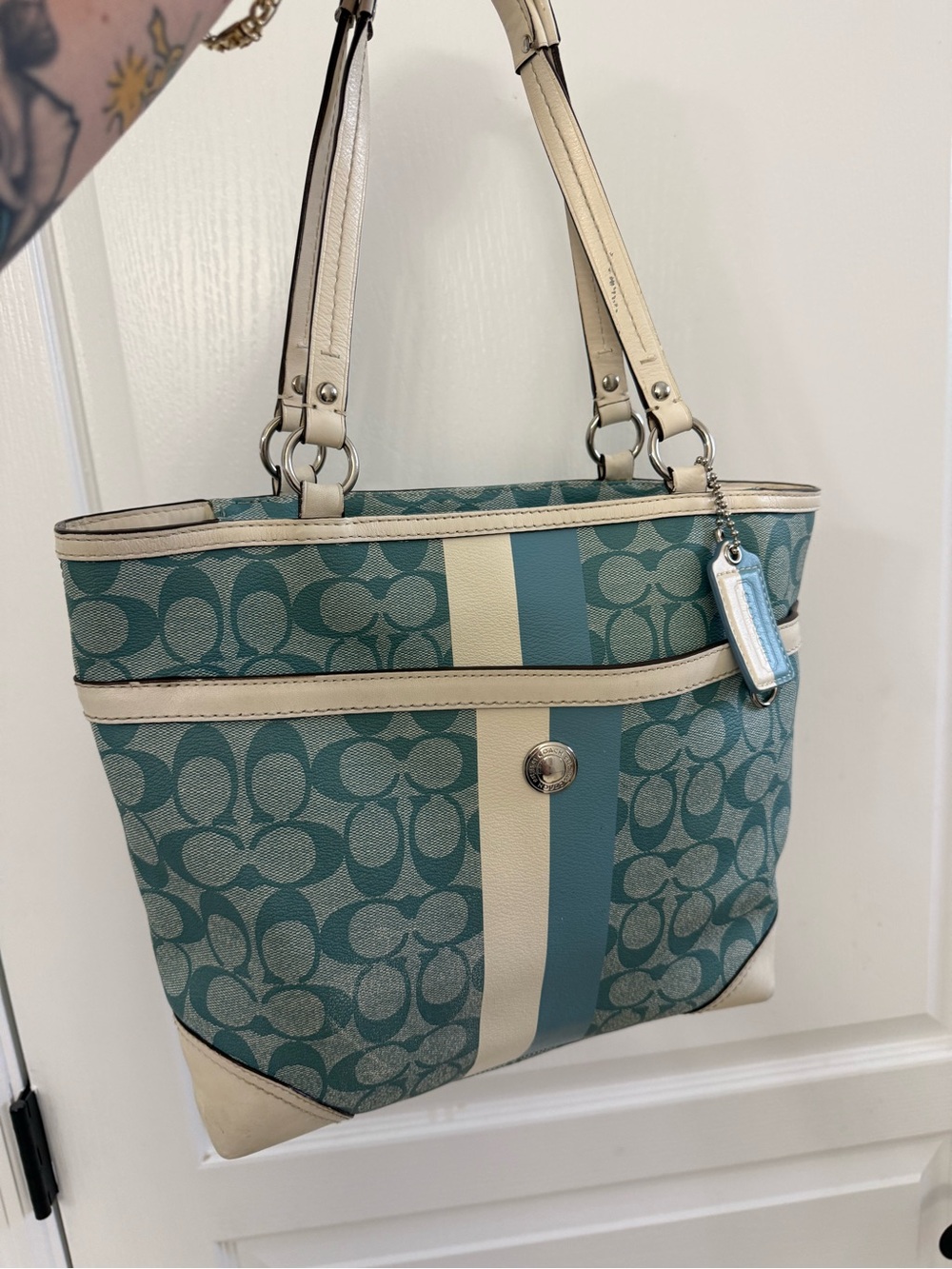 Coach Chelsea Heritage Stripe Signature Tote
